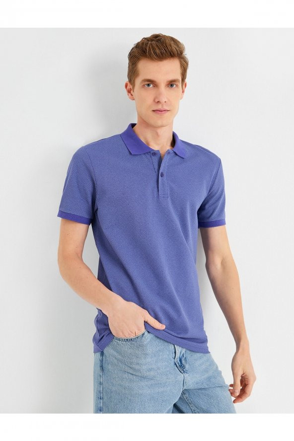 Slim Fit Desenli Polo Yaka Tişört ürün görseli 1