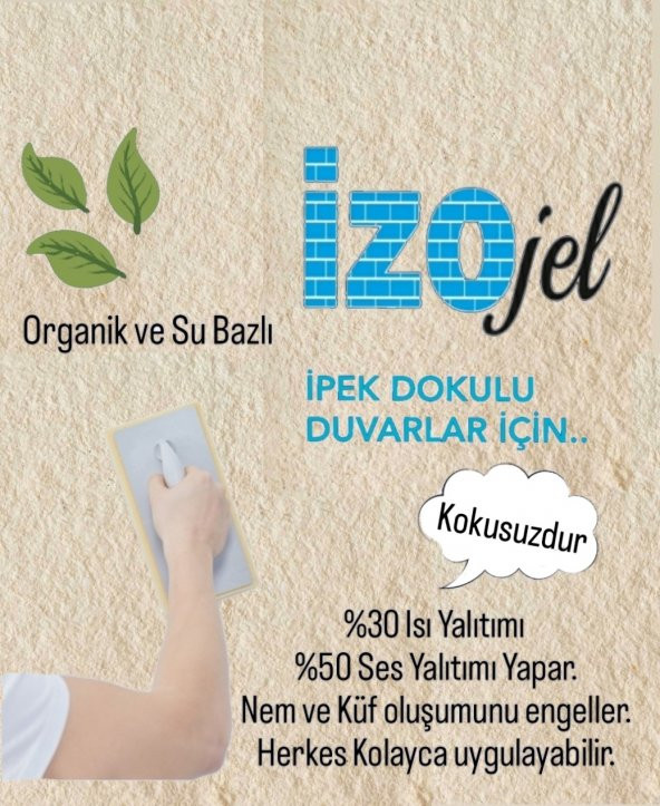 Organik İpek Sıva - Dekoratif Yalıtım Sıvası - Ses & Isı & Nem Yalıtımı  -  İZO-002 KREM  - 4 m2 ürün görseli 1