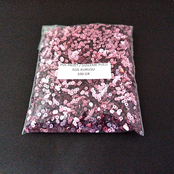 SÜSLEME PULU ORTASI DELİK GLİTTER TAKI VE TEKSTİL DİKİLEBİLİR SÜSLEME PULU 3 MM GÜL KURUSU 100 GR ürün görseli 1
