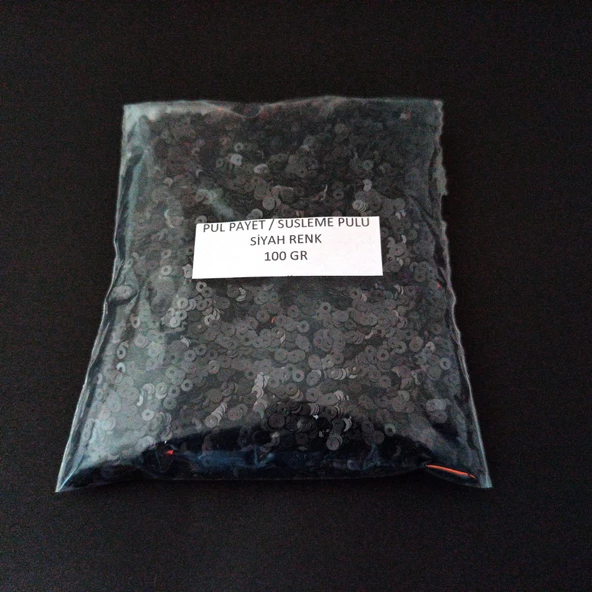 SÜSLEME PULU ORTASI DELİK GLİTTER TAKI VE TEKSTİL DİKİLEBİLİR SÜSLEME PULU 3 MM SİYAH 100 GR ürün görseli 1