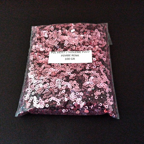 SÜSLEME PULU ORTASI DELİK GLİTTER TAKI VE TEKSTİL DİKİLEBİLİR SÜSLEME PULU 3 MM PEMBE 100 GR ürün görseli 1