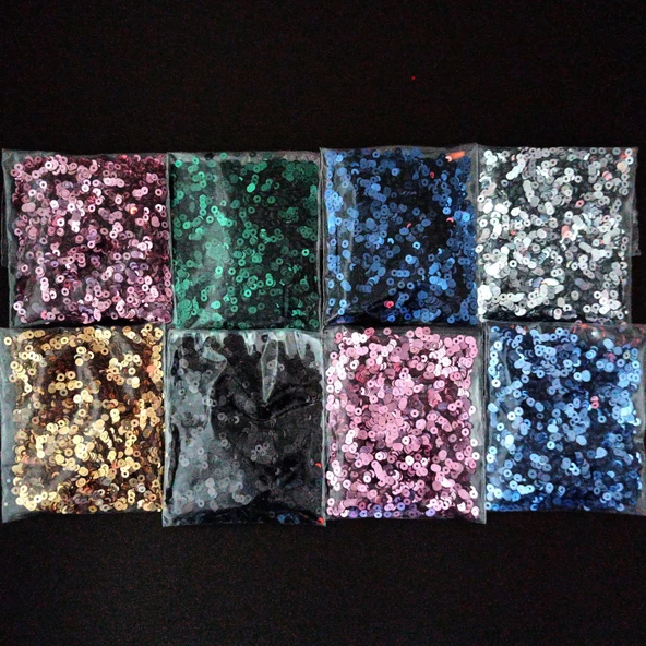SÜSLEME PULU ORTASI DELİK GLİTTER TAKI VE TEKSTİL DİKİLEBİLİR  3 MM SÜSLEME PULU SET 120 GRAM ürün görseli 1