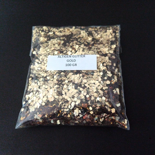 GLİTTER ALTIGEN EPOKSİ SÜSLEME PULU NAİL ART MAKYAJ SİM GOLD 100 GR ürün görseli 1