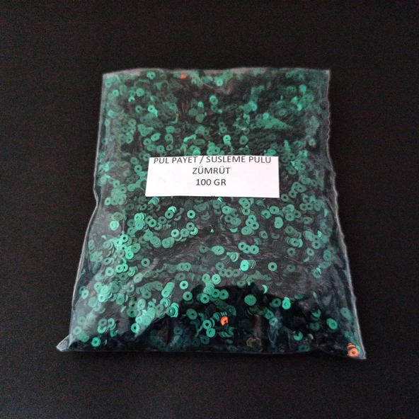 SÜSLEME PULU ORTASI DELİK GLİTTER TAKI VE TEKSTİL DİKİLEBİLİR SÜSLEME PULU 3 MM ZÜMRÜT YEŞİLİ 100 GR ürün görseli 1