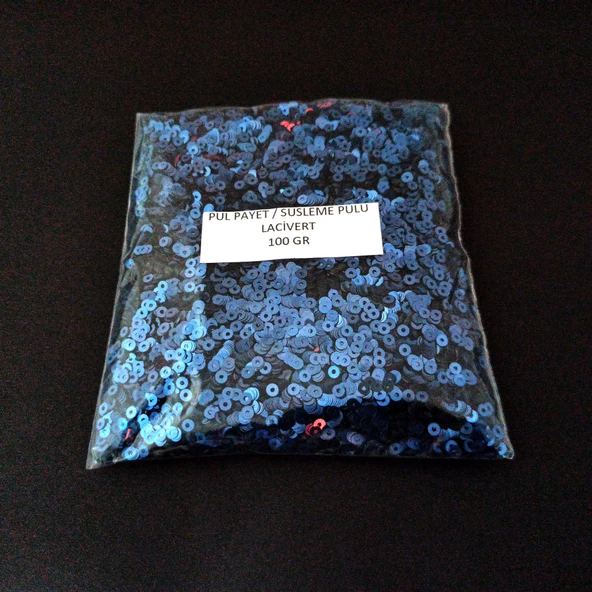 SÜSLEME PULU ORTASI DELİK GLİTTER TAKI VE TEKSTİL DİKİLEBİLİR SÜSLEME PULU 3 MM LACİVERT 100 GR ürün görseli 1