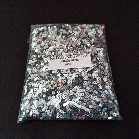 SÜSLEME PULU ORTASI DELİK GLİTTER TAKI VE TEKSTİL DİKİLEBİLİR SÜSLEME PULU 3 MM GÜMÜŞ 100 GR ürün görseli 1