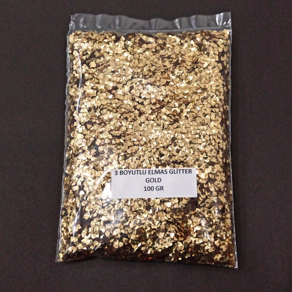 GLİTTER  EPOKSİ REÇİNE  SÜSLEME PULU ÜÇ BOYUTLU ELMAS GÖRÜNÜMLÜ NAİL ART MAKYAJ  SİM GOLD 100 GR ürün görseli 1