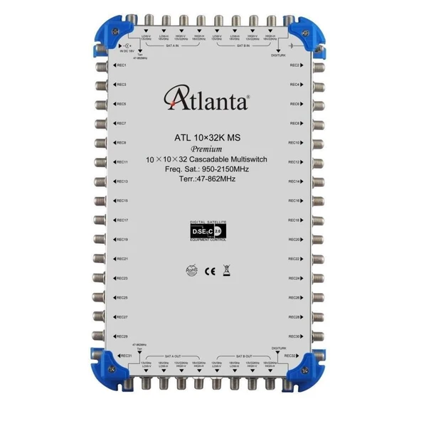Atlanta 10/32 10x32 Santral Merkezi Sistem Multiswitch ( Sonlu ) + Adaptör ürün görseli 1