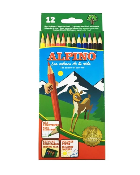 Alpino Uzun Kuru Boya Kalemi 12 Renk ürün görseli 1