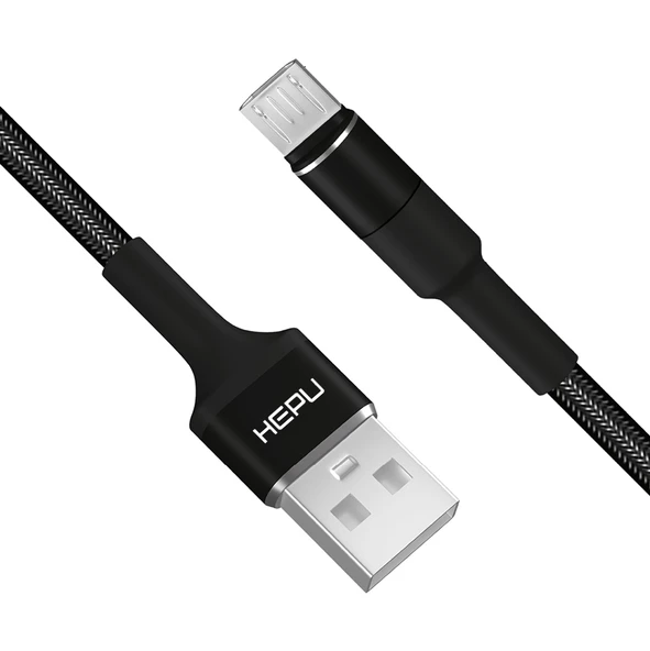 HEPU HP-414 Solid USB - Micro USB QC3.0 3.1A Şarj Kablosu 1mt Siyah ürün görseli 1