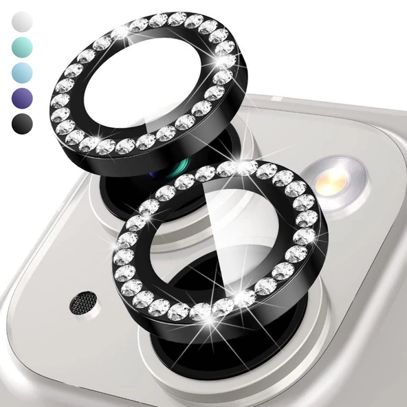 iPhone 14 / 14 Plus Taşlı Metal Kamera Lens Koruyucu Set ürün görseli 1