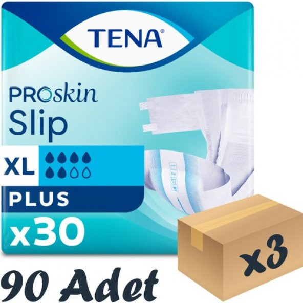 Tena Proskin Slip Plus 6 damla Ekstra Büyük Boy Xlarge Belbantlı Hasta Bezi 30lu 3 paket / 90 adet ürün görseli 1