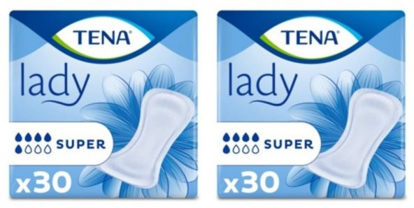 Tena Lady Süper 5 damla Kadın Mesane Pedi 30lu 2 paket / 60 adet ürün görseli 1