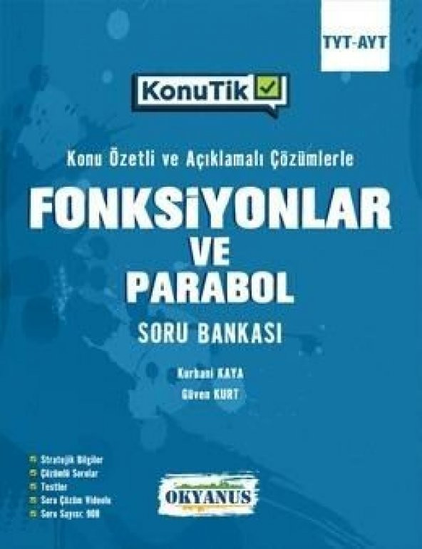 Okyanus YKS TYT AYT Fonksiyonlar ve Parabol KonuTik Konu Özetli Soru Bankası Okyanus Yayınları ürün görseli 1
