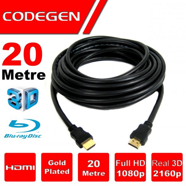 CPS200 20 Metre HDMI v1.4 20mt, 3D, Ağ Destekli, Altın Uçlu HDMI Kablo ürün görseli 1