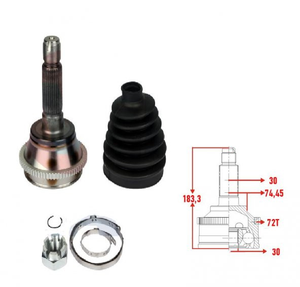 AKS KAFASI ÖN DIŞ KARSAN J10 ABSLİ 72 DİŞ K320403 ürün görseli 1
