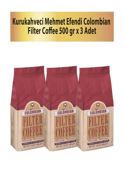 Mehmet Efendi Kurukahveci Colombian Filtre Kahve 500 gr x 3 Adet ürün görseli 1