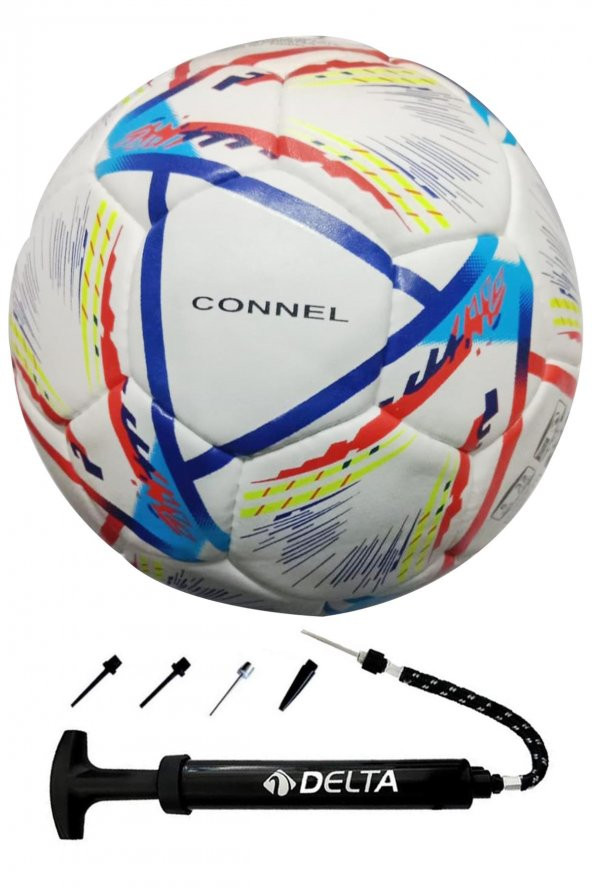Delta Connel El Dikişli 4 Numara Dura-Strong Futbol Topu + Çok Fonksiyonlu Top Pompası İkili Set ürün görseli 1