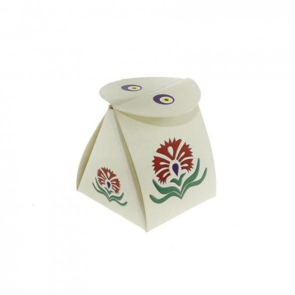 50 Adet 4x4,5cm Mini Karton Lokumluk Karanfil Motif Demonte ürün görseli 1