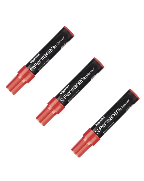 Bigpoint Permanent Markör Jumbo Kesik Uç Kırmızı 3lü BP914 25 ürün görseli 1