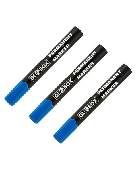 Globox Permanent Markör Koli Kalemi Mavi 3lü ürün görseli 1