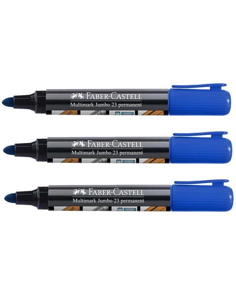 Faber Castell Multimark Jumbo 23 Permanent Mavi 3lü ürün görseli 1