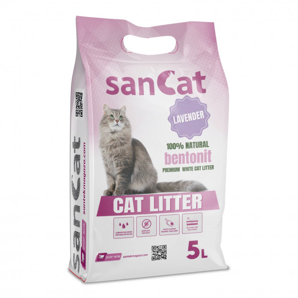 SANCAT Lavanta Kokulu Premium Beyaz Kedi Kumu 5 Lt. ürün görseli 1
