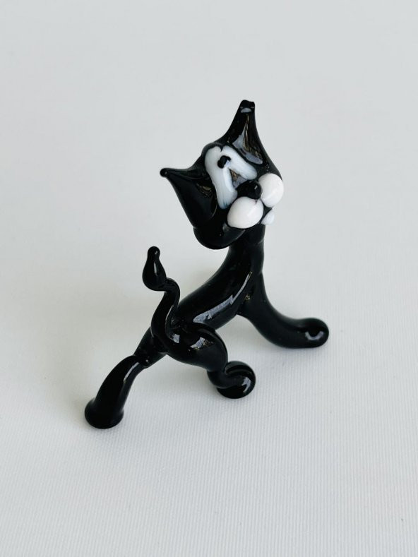 El Yapımı Murano Cam Kedi Biblo A08 - Resim 5