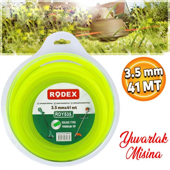 Rodex RDY535 Misina Motorlu Tırpan Yuvarlak Misina 3.5 mm 41 Metre Çim Ot Biçme Teli ürün görseli 1