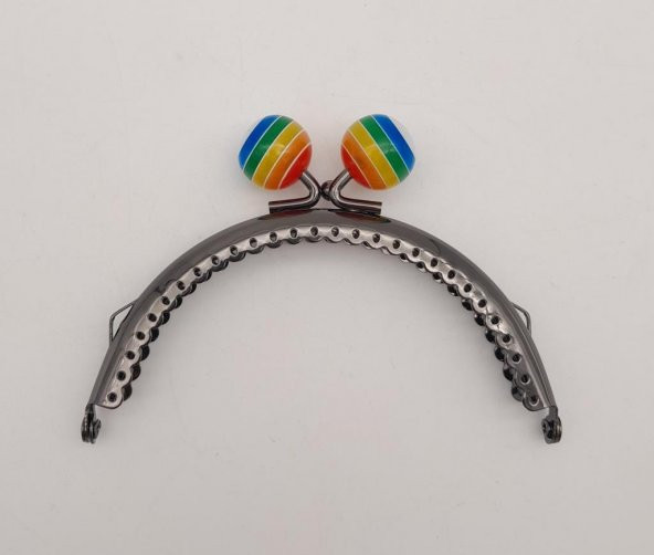 Angel Çanta Aksesuar 10.5 cm Renkli Şeker Başlıklı Cüzdan Çanta Klipsi Bursu Füme Metal ürün görseli 1