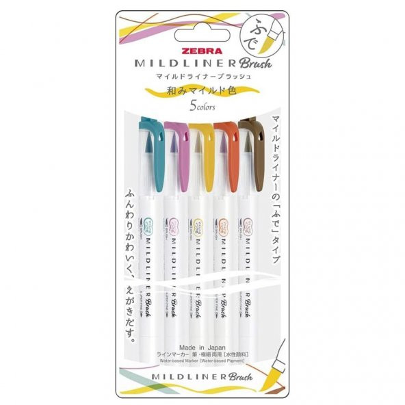 Zebra Mildliner Fırça Uçlu + Fosforlu Kalem Çift Uç WFT8-5C-RC-N ürün görseli 1