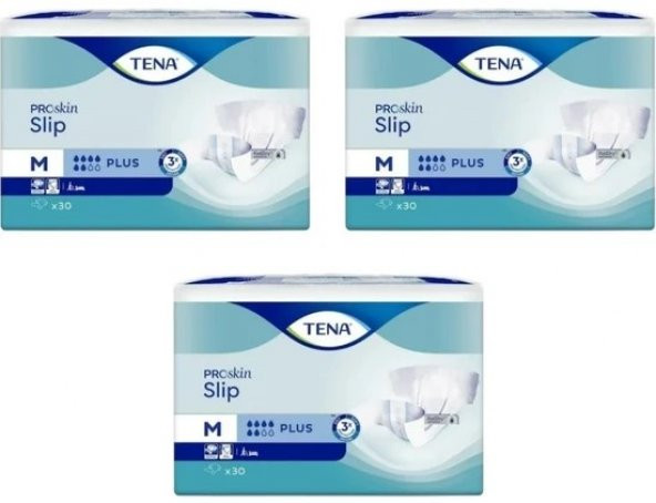 Tena Proskin Slip Plus 6 damla Orta Boy Medium Belbantlı Hasta Bezi 30lu 3 paket / 90 adet ürün görseli 1