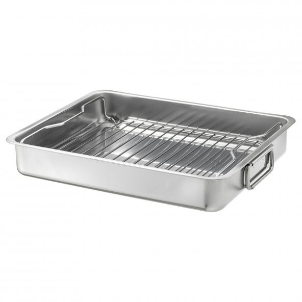 Metal Fırın Kabı, Paslanmaz Çelik MeridyenDukkan 32x40 cm Fırın-Barbekü Kızartma Kabı ürün görseli 1