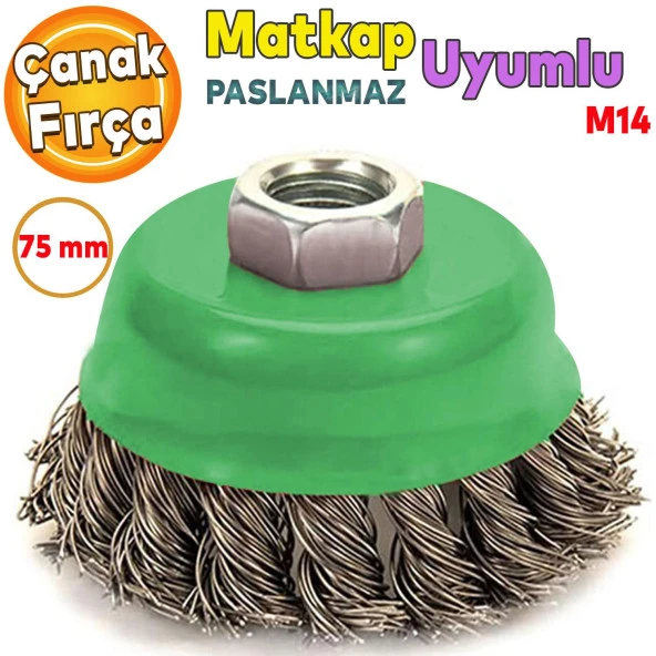 Saçaklı Çanak Fırça Paslanmaz 75 mm M14 ürün görseli 1