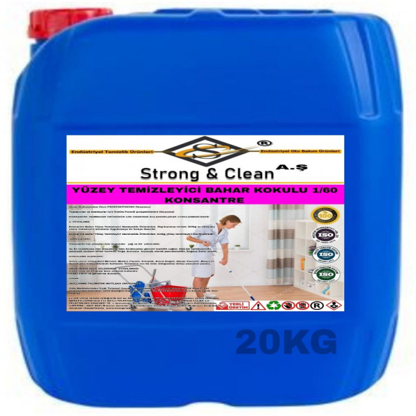 YÜZEY TEMİZLEYİCİ KONSANTRE 1/60 BAHAR KOKULU 20KG ürün görseli 1