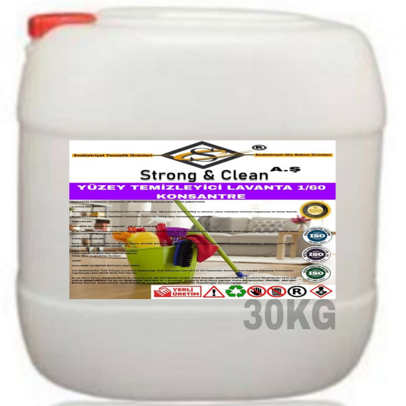 YÜZEY TEMİZLEYİCİ KONSANTRE 1/60 LAVANTA KOKULU 30KG ürün görseli 1