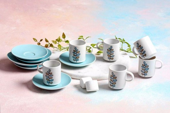 Porland Wisteria Turkuaz Kahve Takımı 12 Parça 04Por035202 ürün görseli 1