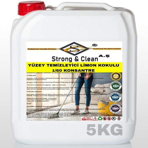 YÜZEY TEMİZLEYİCİ KONSANTRE 1/60 LİMON KOKULU 5KG ürün görseli 1