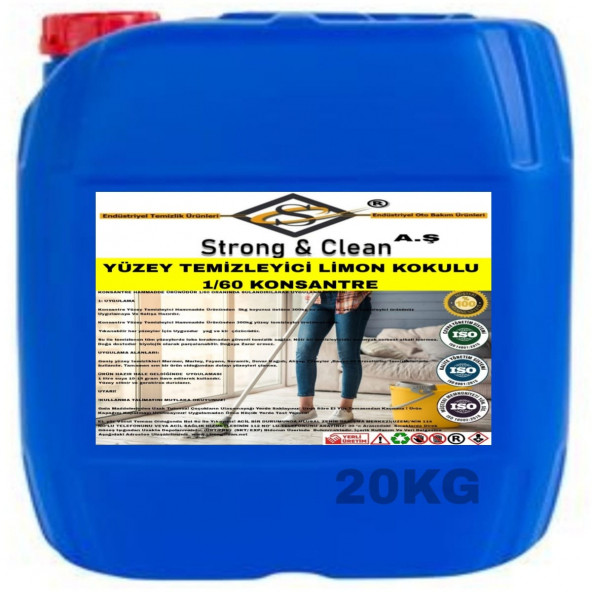 YÜZEY TEMİZLEYİCİ KONSANTRE 1/60 LİMON KOKULU 20KG ürün görseli 1