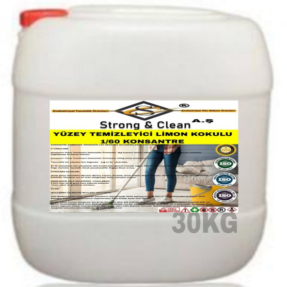 YÜZEY TEMİZLEYİCİ KONSANTRE 1/60 LİMON KOKULU 30KG ürün görseli 1