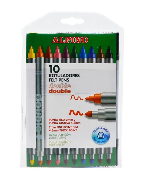 Alpino Double Çift Taraflı Keçeli Kalem 10 Renk ürün görseli 1