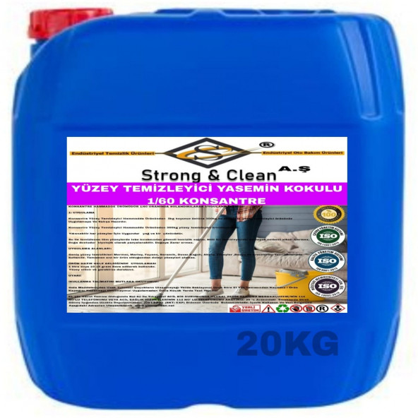 YÜZEY TEMİZLEYİCİ KONSANTRE 1/60 YASEMİN KOKULU 20KG ürün görseli 1
