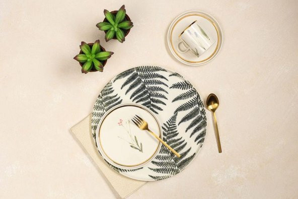 Porland Botanical 19 Parça 6 Kişilik Pasta&Çay Takımı  04ALM005697 ürün görseli 1