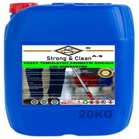 YÜZEY TEMİZLEYİCİ KONSANTRE 1/60 AROMATİK KOKULU 20KG ürün görseli 1