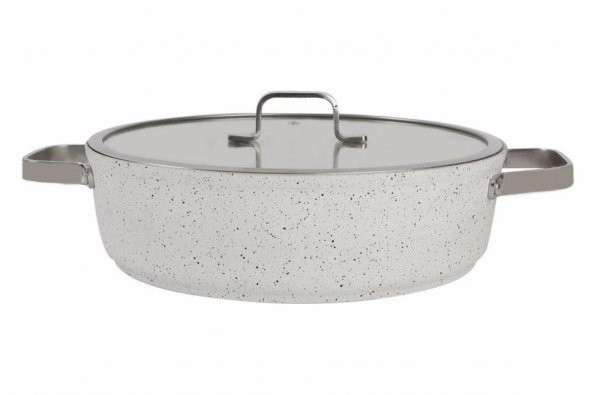 Porland Bianco Kapaklı Basık Tencere 28 cm 04STY003253 ürün görseli 1