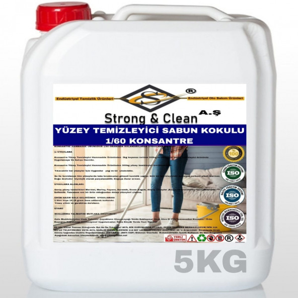 YÜZEY TEMİZLEYİCİ KONSANTRE 1/60 SABUN KOKULU 5KG ürün görseli 1