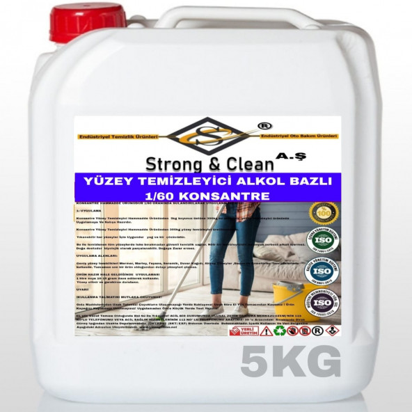 YÜZEY TEMİZLEYİCİ KONSANTRE 1/60 ALKOL BAZLI 5KG ürün görseli 1