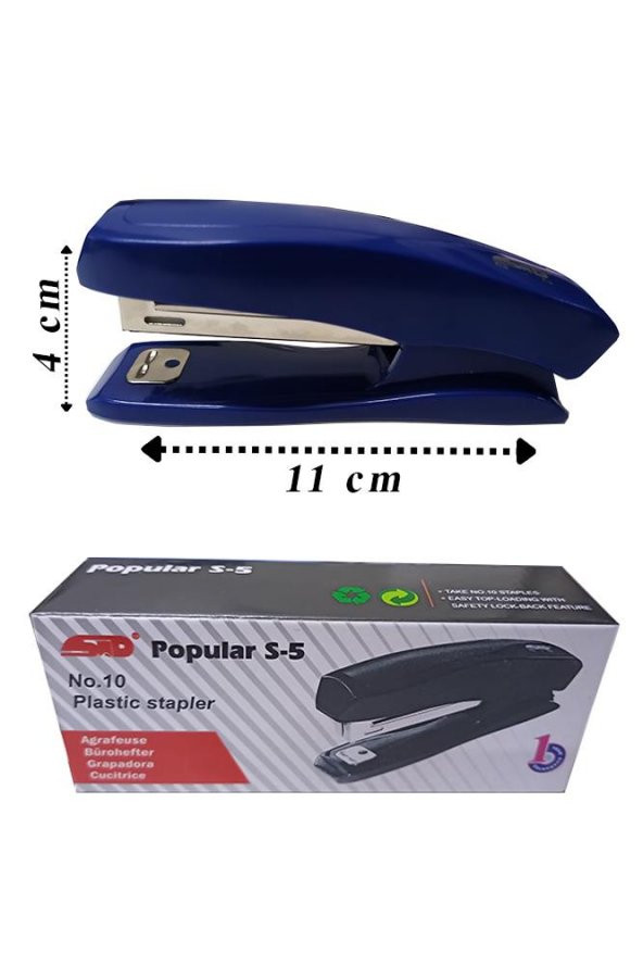 Zımba Makinesi Mavi S-5 Stapler No:10 1 Adet Küçük Zımba Makinası 10-15 Sayfa Ofis Büro Okul Öğrenci Küçük Boy ürün görseli 1