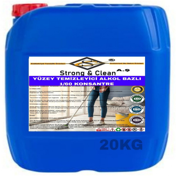 YÜZEY TEMİZLEYİCİ KONSANTRE 1/60 ALKOL BAZLI 20KG ürün görseli 1