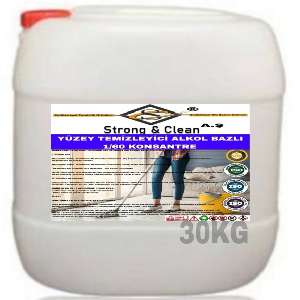 YÜZEY TEMİZLEYİCİ KONSANTRE 1/60 ALKOL BAZLI 30KG ürün görseli 1